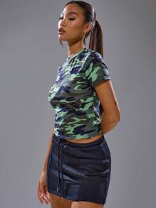 MUSERA Fitted Camo Baby T-Shirt Spring, Summer, Streetwear, Y2k, Cool Girl, City Muse Fall Back To School