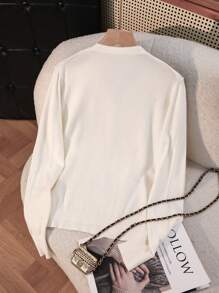 SHEIN Cardigan casual con motivo a cavallo, monopetto, a maniche lunghe, da donna