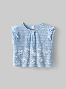 Ontre 年轻女孩花卉图案无袖吊带背心 - 藍色 - 查看 1