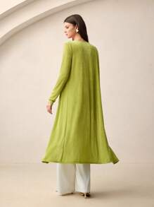 BizChic Women's Open Front Long Cardigan Jacket, Long Sleeve Knit Mid-Length Coat, Autumn