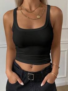 Livesso Áo ba lỗ công sở đơn sắc cho nữ, phong cách mới mùa hè - màu đen - Xem 5