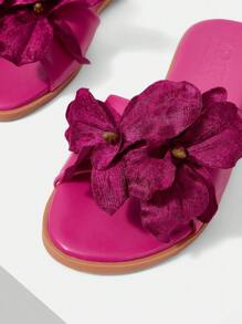 MOTF PREMIUM WOMEN'S SIMPLE FLORAL ROUND TOE FLATS, ELEGANT COMFORTABLE SLIP-ON CASUAL DRESS SHOES FOR WORK, DATE, PARTY, FORMAL OCCASIONS FOR CHRISTMAS - Pink - View 3