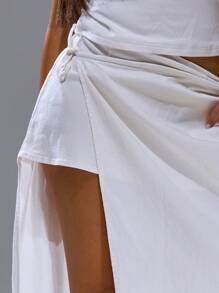 MUSERA Low Waist Pleated Asymmetric Skirt Summer Spring Streetwear Y2K Cool Girl Cute City Muse Beach Birthday Vacation Chic - White - View 5
