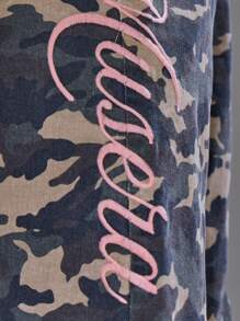 MUSERA 阔腿迷彩标语牛仔裤，春夏款，街头风，Y2K风格，酷女孩，都市缪斯时尚单品 - 彩色 - 查看 6