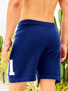Manfinity ZONE917 Shorts casuales para hombre con cordón a la cintura y estampado de letras