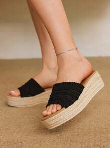 Styleloop Women's Bohemian Style Wedge Platform Thick Sole Sandals - Black - View 6