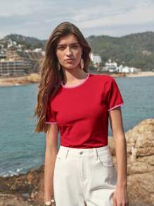 MOTF PREMIUM T-shirt a maniche corte con profili a contrasto