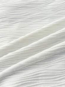 SHEIN Teen Girls Vacation Halter Tie V-Neck Floral Metal Buckle White Knit Textured Snug Fit One-Piece Swimsuit