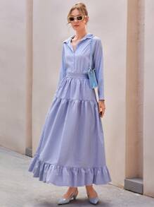 CLARA VERO 女式条纹分层休闲长裙