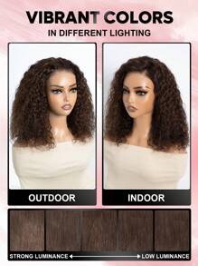 ALL READY WIG 预剪融化蕾丝 6x4 无胶蕾丝前假发 100% 真人发 棕色水波 14 英寸鲍勃假发 可戴可戴 预拔 9AM 头发 - S4 - 查看 5