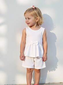 Souflis Souflis 2 件套优雅女婴休闲装，春夏 - 白色 - 查看 1