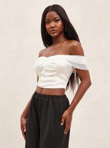 NYA SZN Top hombros descubiertos elegante para novia, boda, estilo bohemio, sexy, para salir, brunch, ropa de calle, uso diario, clásico, en tonos pastel, para verano para mujeres