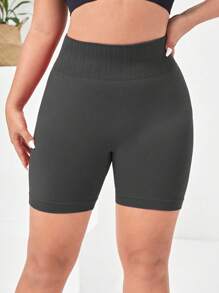 SHEIN Sports 3件装 女士加大码 纯色日常健身运动短裤 健身短裤 - 彩色 - 查看 3