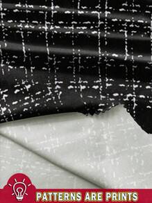 SHEIN Clasi Robe midi pour femmes coupe slim à design minimaliste et simple, convient pour l'automne et l'hiver - Noir et Blanc - Voir 3