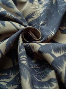 Manfinity Swimmode Men's Coconut Tree Print Beach Shorts, Vacation Casual - Olive Green - View 4