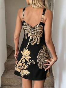 Easowa Combinaison courte sans manches imprimée de fleurs, décontractée pour femme - Multicolore - Voir 2