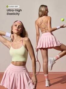 CourtClass Women's Racerback Sports Crop Tank Top - Yellow - View 6