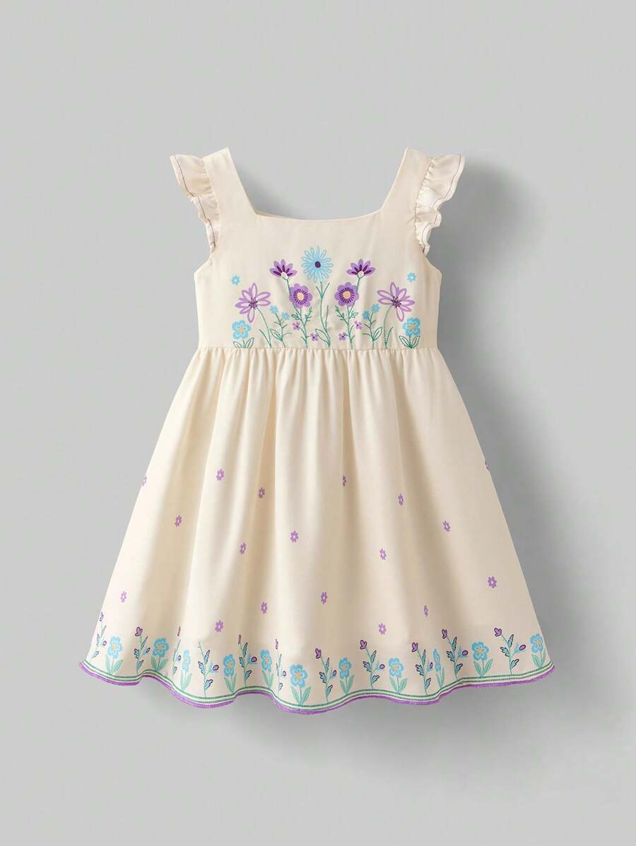 Ontre 年轻女孩花卉印花休闲套头连衣裙