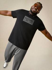EASEVO Conjunto de 2 piezas de talla grande para hombre: camiseta de manga corta casual y pantalón de chándal de verano