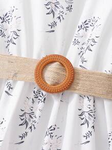 Tween Girl Floral Print Puff Sleeve Ruffle Hem Dress - White - View 7