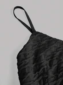 Girlism Bộ đồ hai mảnh họa tiết jacquard màu đen mùa xuân hè cho bé gái tuổi teen có viền xếp nếp, váy ngắn chữ A, bộ đồ thường ngày cổ điển cho kỳ nghỉ - màu đen - Xem 7