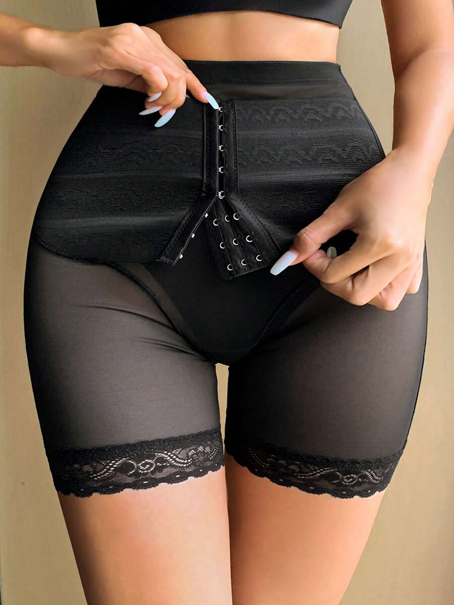 DAZY Entrenador de cintura con cierre frontal y ajuste semitransparente para mujeres - Negro - Ver 1