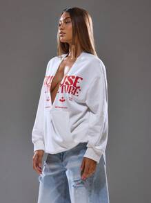 MUSERA V Neck Plunge Oversize Sweater Graphic Print Summer Spring Streetwear Y2K Cool Girl Cute City Muse