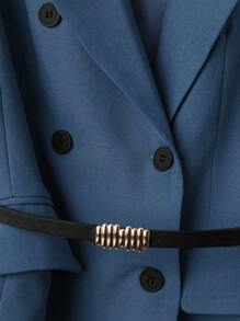 GlowEve Women's Elegant Waist Belt 2 Pieces Set, Sleeveless - Navy Blue - View 4