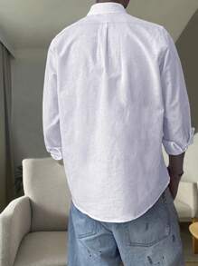 SHEIN Manfinity Dauomo Men's White Long Sleeve Shirt With Knight Print - White - View 2