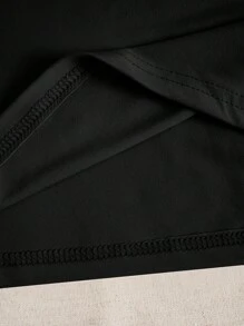 INAWLY Camiseta Casual de Verão para Mulheres Plus Size com Estampa de Letras - Preto - Visão 3