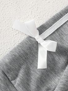 SHEIN 女宝宝时尚百搭休闲立体蝴蝶结花朵夹克外套适合秋冬季日常穿着 - 灰色 - 查看 5