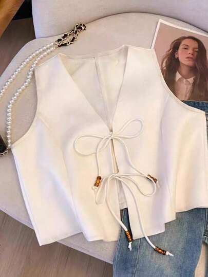 GlowEve Blusa de mujer nueva, de moda, casual y versátil con lazo