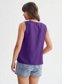 SHEIN LUNE 缺口領無袖襯衫 - 紫羅蘭色 - 查看 4