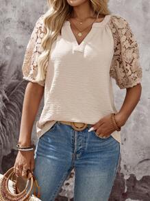 EMERY ROSE 女性用ブラウス、外出時の夏用トップス、女性の仕事服、オフィス用、夏用トップス、可愛い夏用トップス、空港用、ヨーロッパ夏向け - アプリコット - チェックする 5