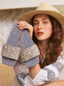 Styleloop Sandalias de plataforma con cuña de textura metálica para mujer - Gris - Ver 2