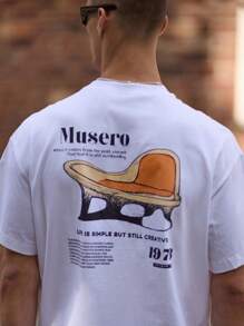 Musero Men Oversized Graphic Artwork Print T-Shirt Short Sleeve Summer Spring Holiday Vacation - White - View 1
