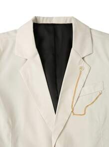 Calvornis Conjunto de 2 piezas para hombres de unicolor, traje de solapa única y manga larga - Beis - Ver 6