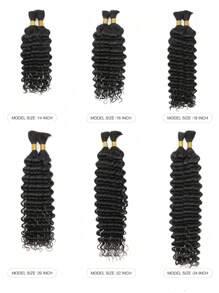2pcs Braiding Hair Bulk No Weft Deep Wave Crochet Human Hair Natural Black Color Hair Extension Knotless Braids Hair Extensions For Women - Natural Black - View 3