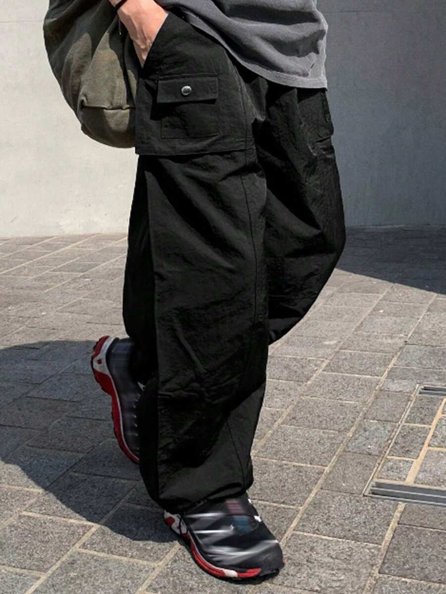 DAZY Black Solid Color Casual Men's Pants, Spring/Summer - Black - View 1