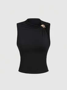 Sweetra Blusa ajustada con volantes, apropiada para el verano