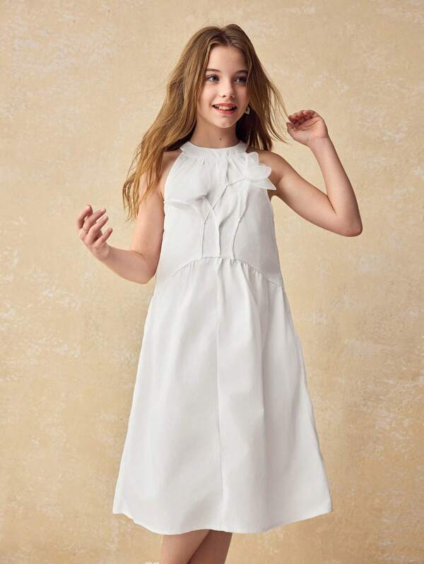 Ontre Tween Girls Loose Casual 3D Floral Pattern Dress