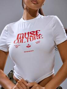 MUSERA Crew Neck Graphic Print Crop Tee Summer Spring Streetwear Y2K Cool Girl Cute City Muse Fall Back To School