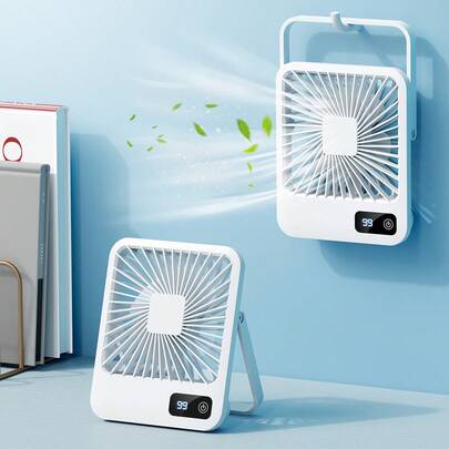 Teckwe Quạt cầm tay treo tường để bàn 3 trong 1 Quạt điện mini làm mát mạnh mẽ, thích hợp cho trang điểm văn phòng du lịch cắm trại trong nhà ngoài trời, quà tặng kỳ nghỉ lễ tốt nghiệp trở lại trường mùa hè, màu trắng
