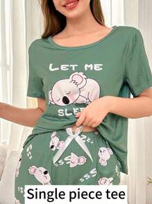 1件可爱考拉印花睡衣上衣 - 彩色 - 查看 4