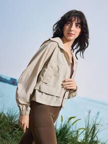 In My Nature 女士休闲纯色连帽户外夹克