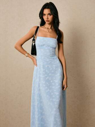 Poéselle 女士细肩带露背提花 A 字形吊带连衣裙