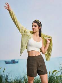 In My Nature 女士拉链开衫长袖防晒夹克 - 綠色 - 查看 4