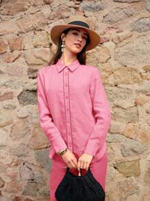 MOTF PREMIUM 100% LINEN SOLID BUTTON UP SHIRT