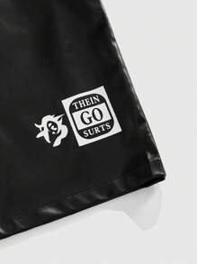 ROMWE MEN Prep Men's Summer Digital Letter Print V-Neck Short Sleeve Casual T-Shirt - Black - View 4