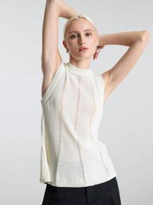 Ontre 女式无袖纯色针织休闲衬衫，适合海滩、度假、办公室、海滩派对、独立日、圣约翰节，2025 年夏季 - 白色 - 查看 4